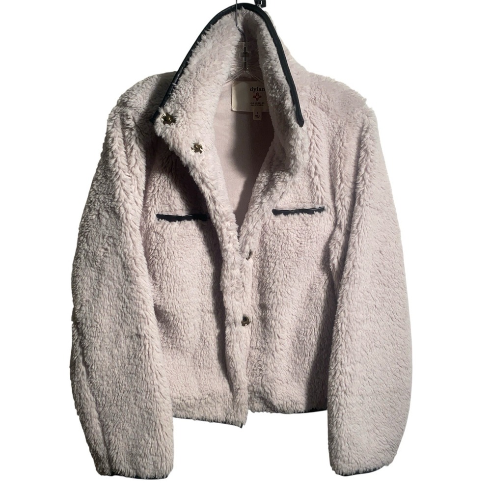 Dylan Faux Fur Mob Wife Jacket Cream Snap Buttn SuperSoft Cozy Oversized S Chic